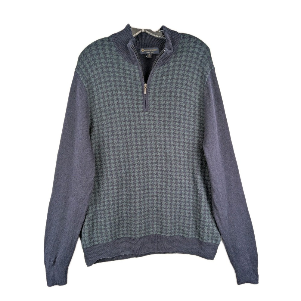 Brooks Brothers Sweater Mens XL Merino Wool Blend 1/4 Zip Pullover